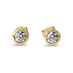 18ct Yellow Gold .50ct Diamond Bezel Stud Earrings