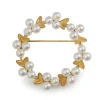 14ct Yellow Gold Cultured Pearl Wreath Brooch