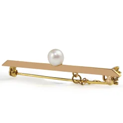 9ct Yellow Gold Cultured Pearl Bar Brooch