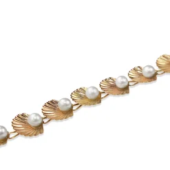 14ct Yellow Gold Cultured Pearl Shell Bracelet