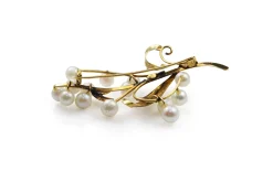 14ct Yellow Gold Cultured Pearl Brooch