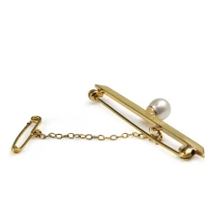 9ct Yellow Gold Cultured Pearl Bar Brooch