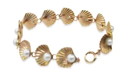 14ct Yellow Gold Cultured Pearl Shell Bracelet