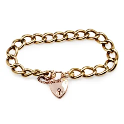 9ct Yellow Gold Curb Link Bracelet with Rose Gold Padlock