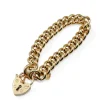 9ct Yellow Gold Curb Link Bracelet with Heart Padlock