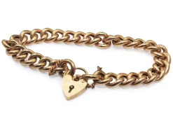9ct Yellow Gold Curb Link Bracelet with Padlock Clasp