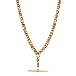9ct Yellow Gold Curb Link Graduated Fob Chain Necklace