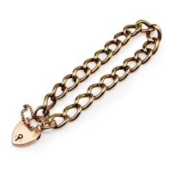 9ct Yellow Gold Curb Link Bracelet with Rose Gold Padlock