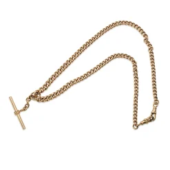 9ct Yellow Gold Curb Link Graduated Fob Chain Necklace