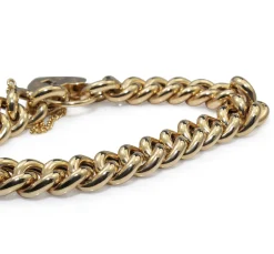 9ct Yellow Gold Curb Link Bracelet with Heart Padlock