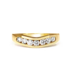 9ct Yellow Gold Curved Channel Set Diamond Band Ring