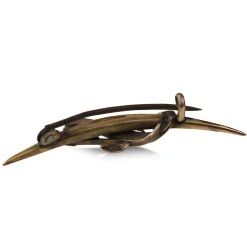 9ct Yellow Gold Curved Leaf Brooch