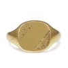 9ct Yellow Gold Cushion Shaped Engraved Vintage Ring