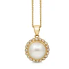 9ct Yellow Gold Daisy Style Pearl and Diamond Necklace