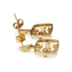 9ct Yellow Gold Deco Style Diamond Filigree Earrings