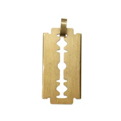 18ct Yellow Gold Decorative Razor Blade Pendant