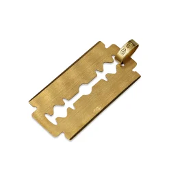 18ct Yellow Gold Decorative Razor Blade Pendant