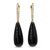 18ct Yellow Gold Diamond and Onyx Drop Earrings