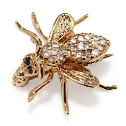 14ct Yellow Gold Diamond and Sapphire Bee Brooch