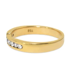 18ct Yellow Gold Diamond Channel Set Band Ring With Cut Out