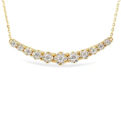 14ct Yellow Gold Diamond Clusters Necklace