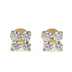 9ct Yellow Gold Diamond 'Clover' Earrings
