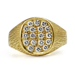 18ct Yellow Gold Diamond Cluster Signet Ring
