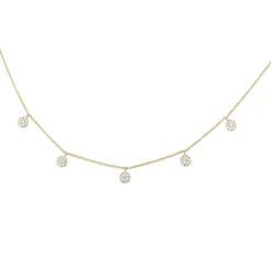 9ct Yellow Gold Diamond Clusters Necklace