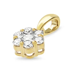 9ct Yellow Gold Diamond Cluster Daisy Pendant