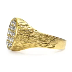 18ct Yellow Gold Diamond Cluster Signet Ring