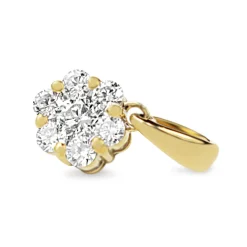 9ct Yellow Gold Diamond Cluster Daisy Pendant