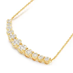 14ct Yellow Gold Diamond Clusters Necklace