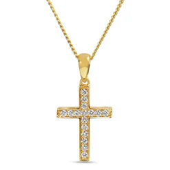 18ct Yellow Gold Diamond Cross Necklace
