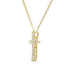 18ct Yellow Gold Diamond Cross Necklace