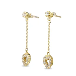 18ct Yellow Gold Diamond Drop Heart Earrings
