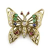18ct Yellow Gold Diamond, Emerald, Sapphire and Ruby Butterfly Brooch