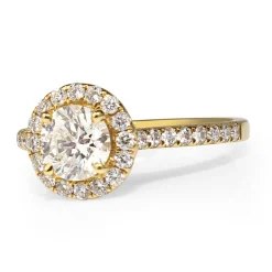 18ct Yellow Gold Diamond Halo Ring