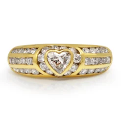 18ct Yellow Gold Diamond Heart Band Ring