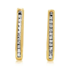 9ct Yellow Gold Diamond Hoop Earrings
