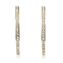 9ct Yellow Gold Diamond Hoop Earrings