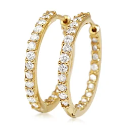 18ct Yellow Gold Diamond Hoop Earrings