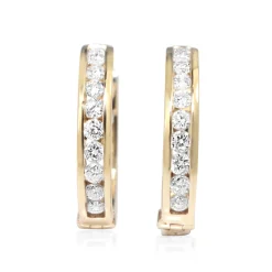 9ct Yellow Gold Diamond Hoop Earrings