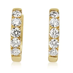 9ct Yellow Gold Diamond Hoop Earrings