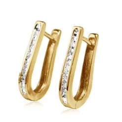 9ct Yellow Gold Diamond Hoop Earrings
