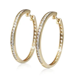 9ct Yellow Gold Diamond Hoop Earrings