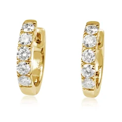 9ct Yellow Gold Diamond Hoop Earrings