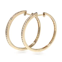 9ct Yellow Gold Diamond Hoop Earrings