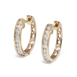 9ct Yellow Gold Diamond Hoop Earrings