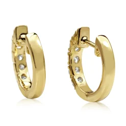 9ct Yellow Gold Diamond Hoop Earrings
