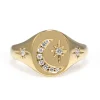 9ct Yellow Gold Diamond Moon and Stars Signet Ring